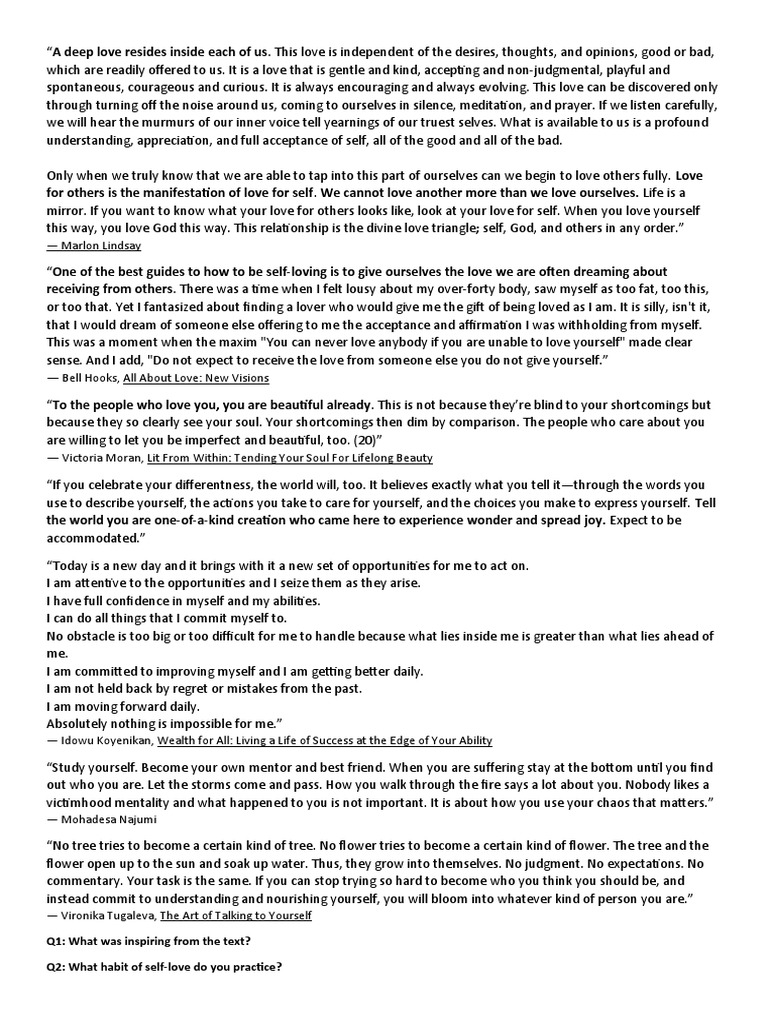 Self Love Pdf Love