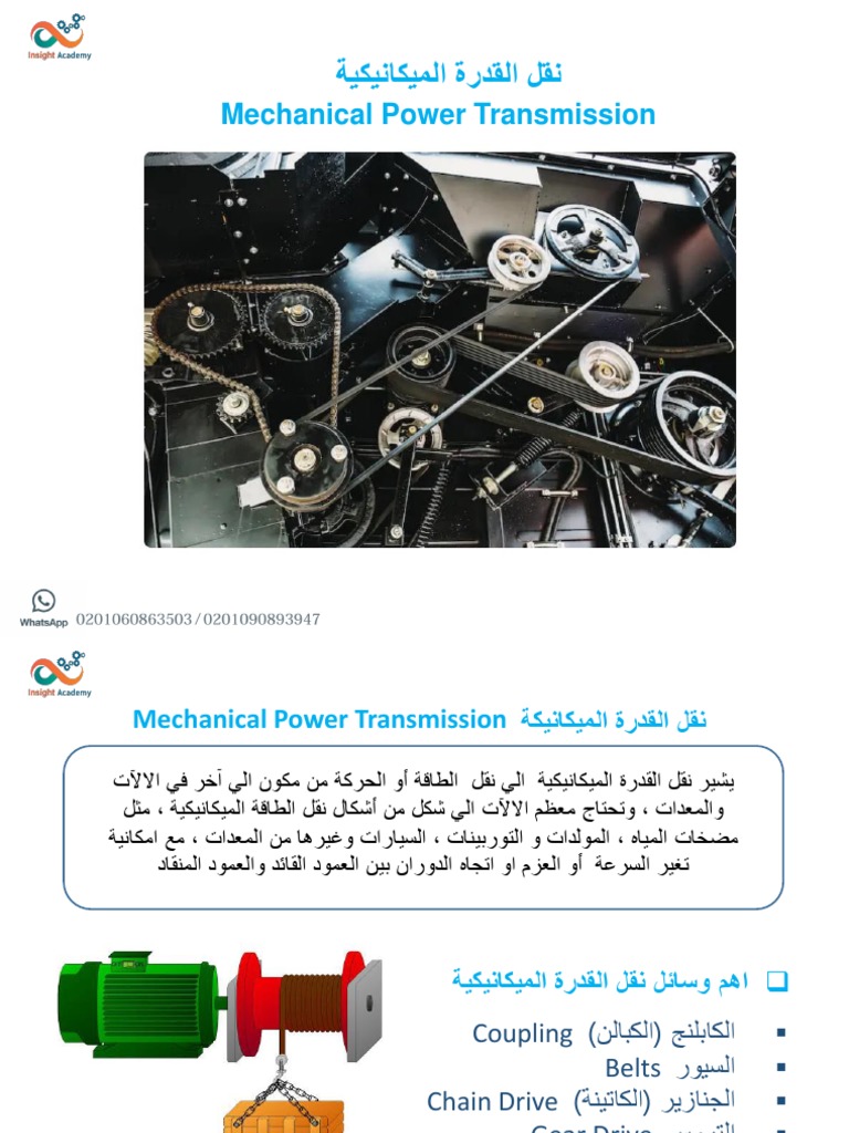 نواقل القدرة الميكانيكة Mechanical Power Transmission⁩ PDF