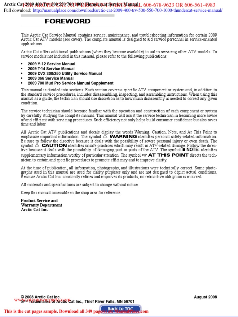2000 ARCTIC CAT 500 4X4 SERVICE MANUAL PDF visual data 6