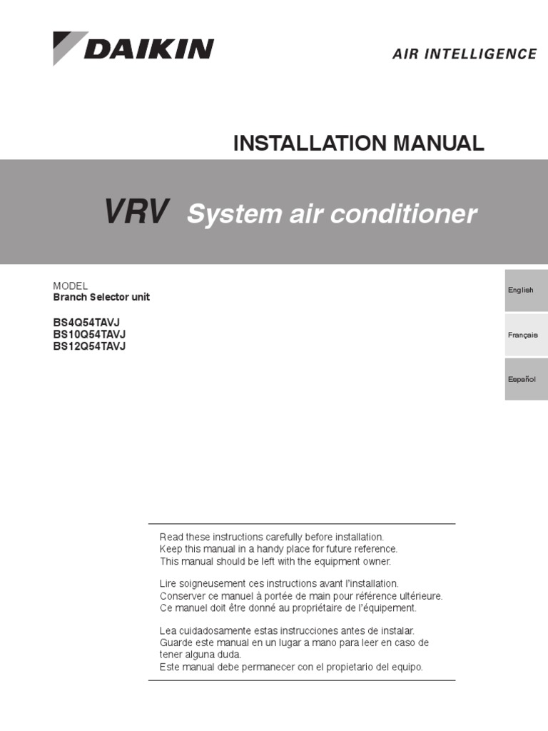 DAIKIN VRV IV INSTALLATION MANUAL PDF visual data 8