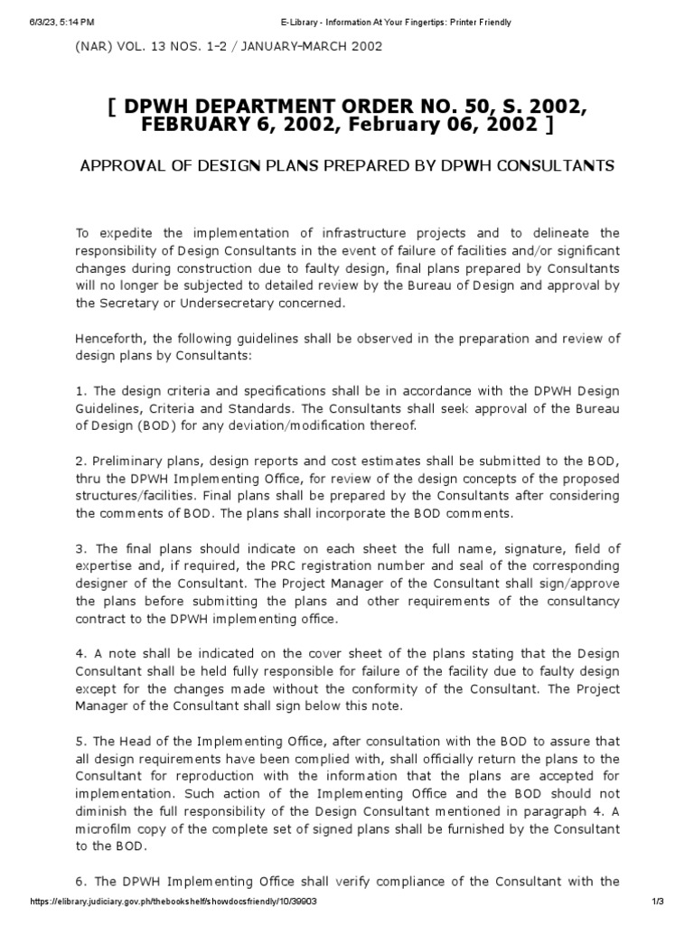 DPWH Design Plan Approval Guidelines | PDF | Government | Justice