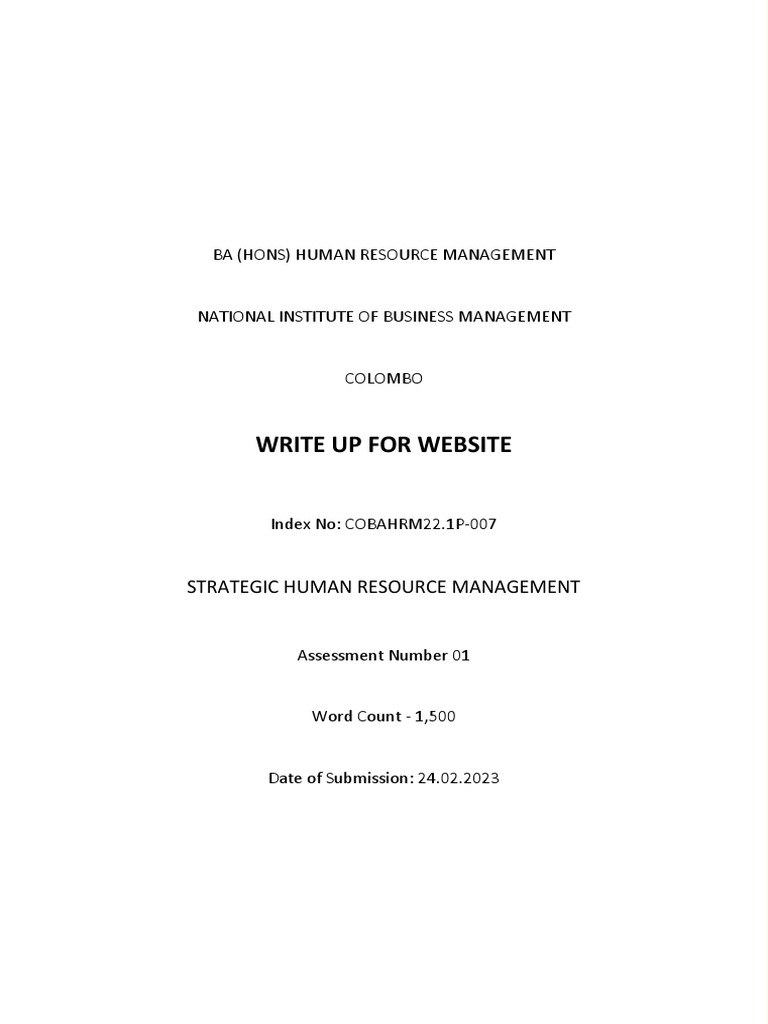 Strategic Human Resource Management Pdf Competitive Advantage