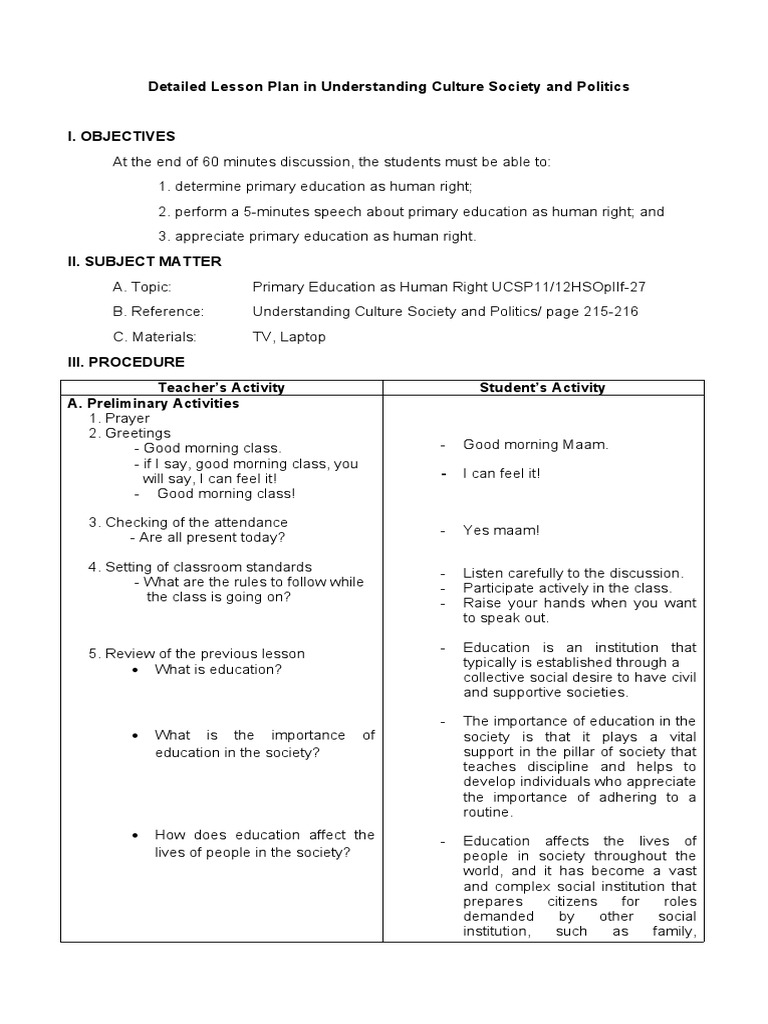 For Demo Lesson Plan | PDF | Lesson Plan | Primary Education