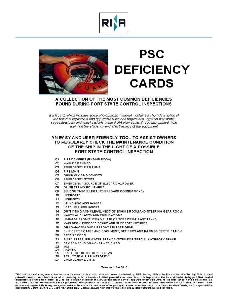 PSC Deficiency Cards Overview | PDF | Valve | Pump