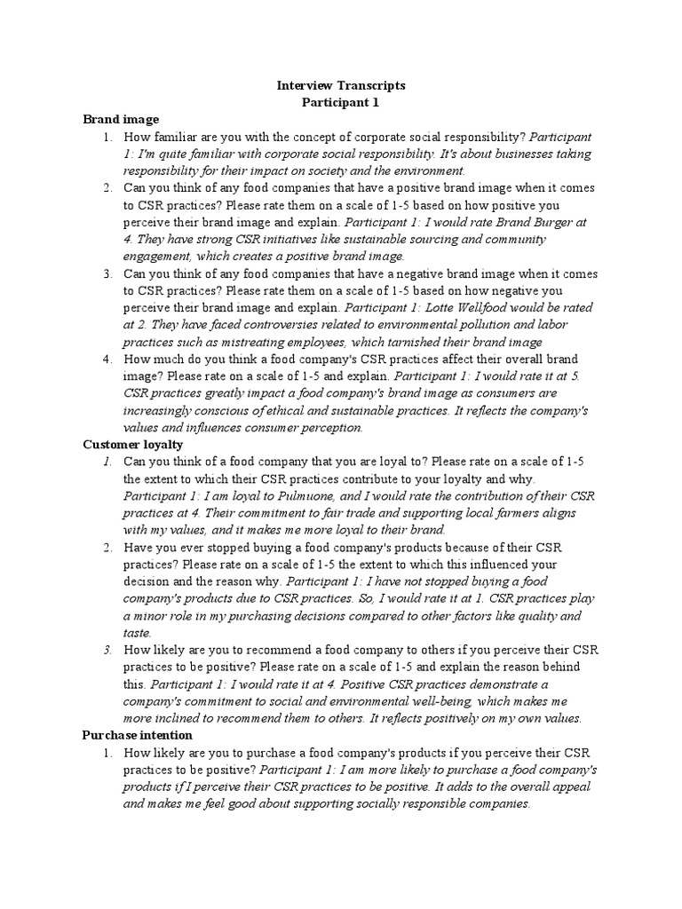 Interview Transcripts2 | PDF | Corporate Social Responsibility | Brand