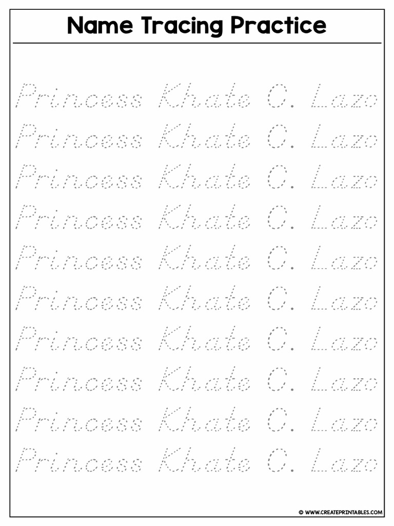 Name writing practice princess khate c lazo pdf