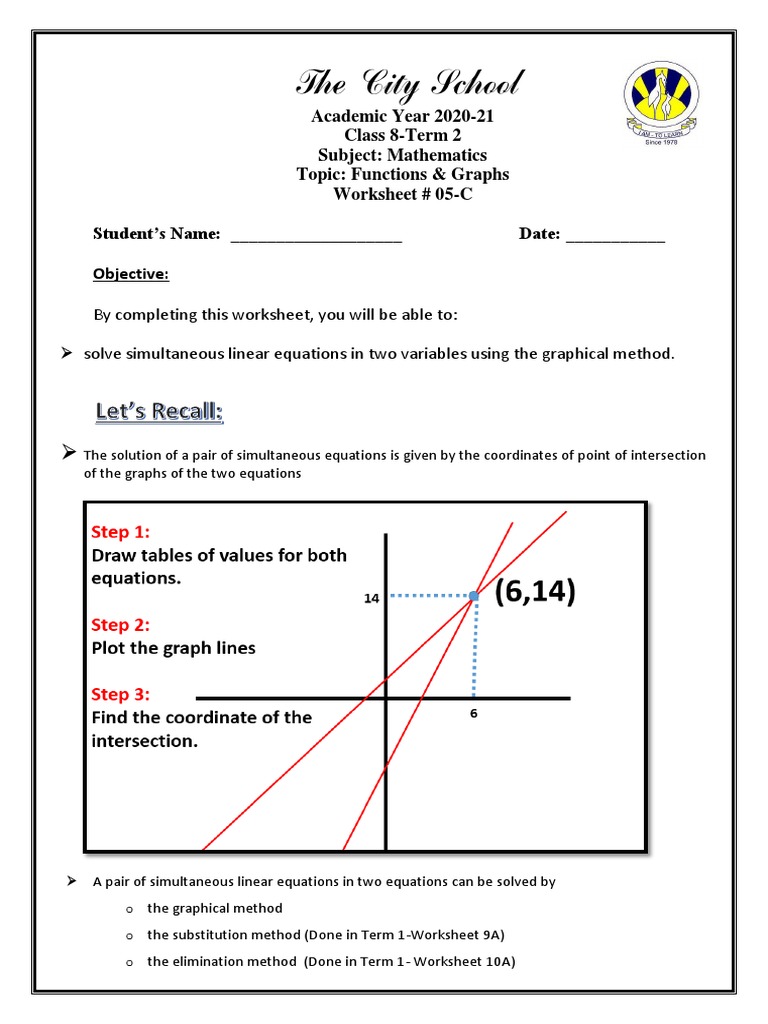 Class 8 Math: Functions & Graphs | PDF | Equations | System Of Linear ...