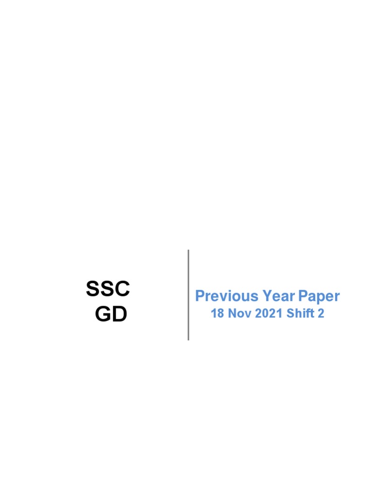 SSC GD: Previous Y Ear P Aper | PDF | Question