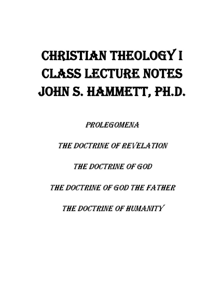 Systematic theology i prolegoma revelation special rev attibs god works