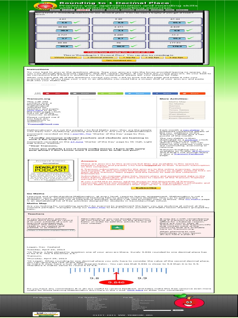 Rounding To 1 Decimal Place Pdf Mathematics Lesson Plan