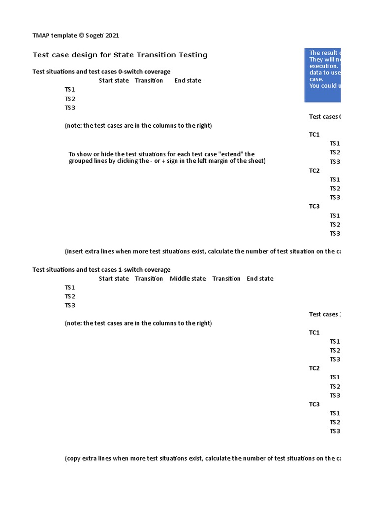 TMAP State Transition Testing Template - v1.1 | PDF | Computer ...