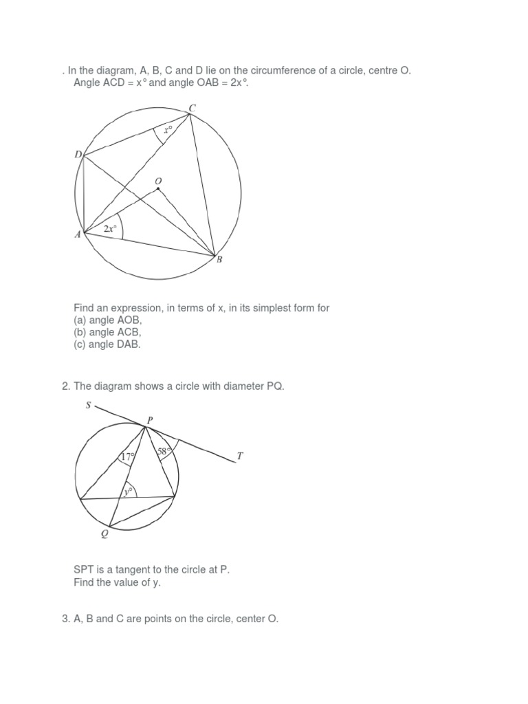 Circle Geometry Problems and Solutions | PDF