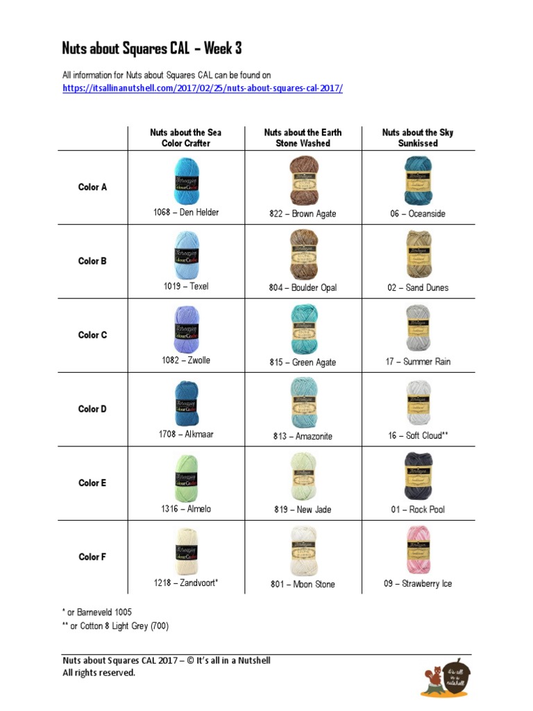 Color Chart Nuts About Squares Week 3 PDF Natural Materials Earth