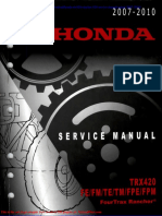 Honda Trx420 Rancher 420 Service Manual Repair 2007 2010