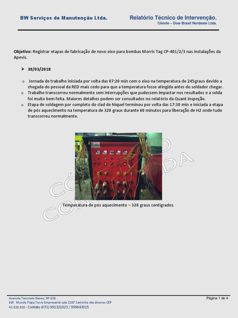 Relatorio Morris Pump Shaft Visita Tecnica 30032018 PDF