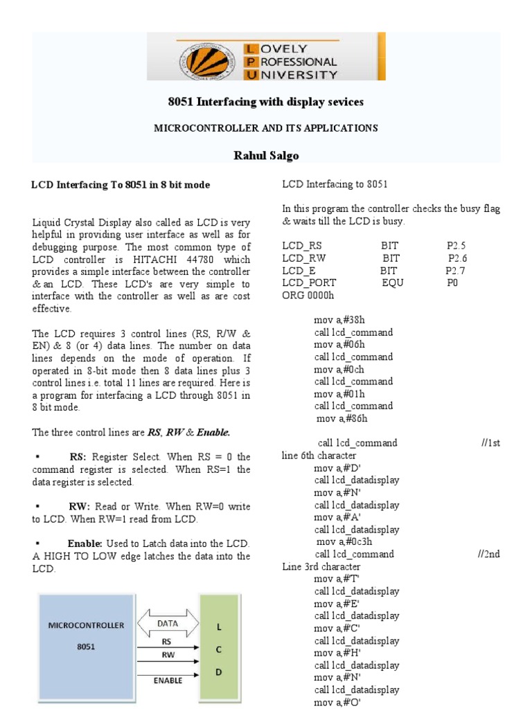 Interfacing LCD and 7-Segment with 8051 | PDF | Liquid Crystal Display ...