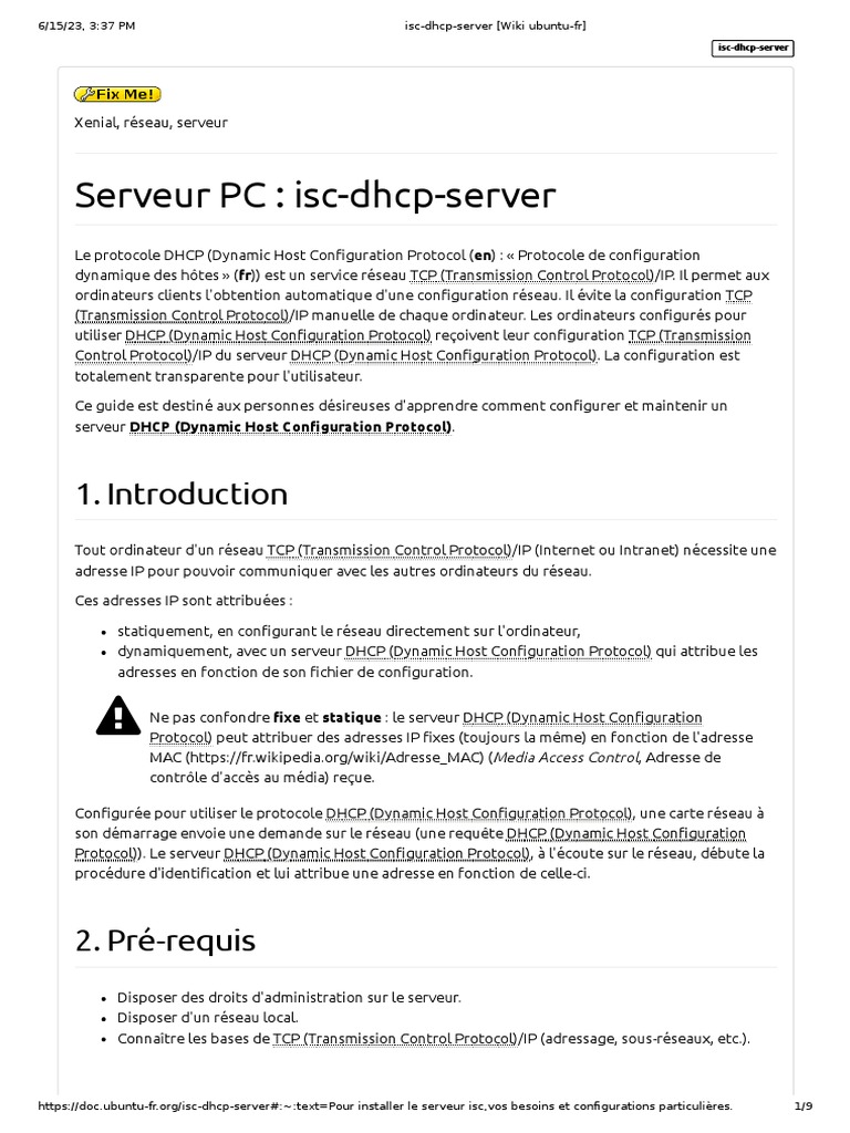 Isc-Dhcp-Server (Wiki Ubuntu-Fr) | PDF | Adresse IP | Serveur ...