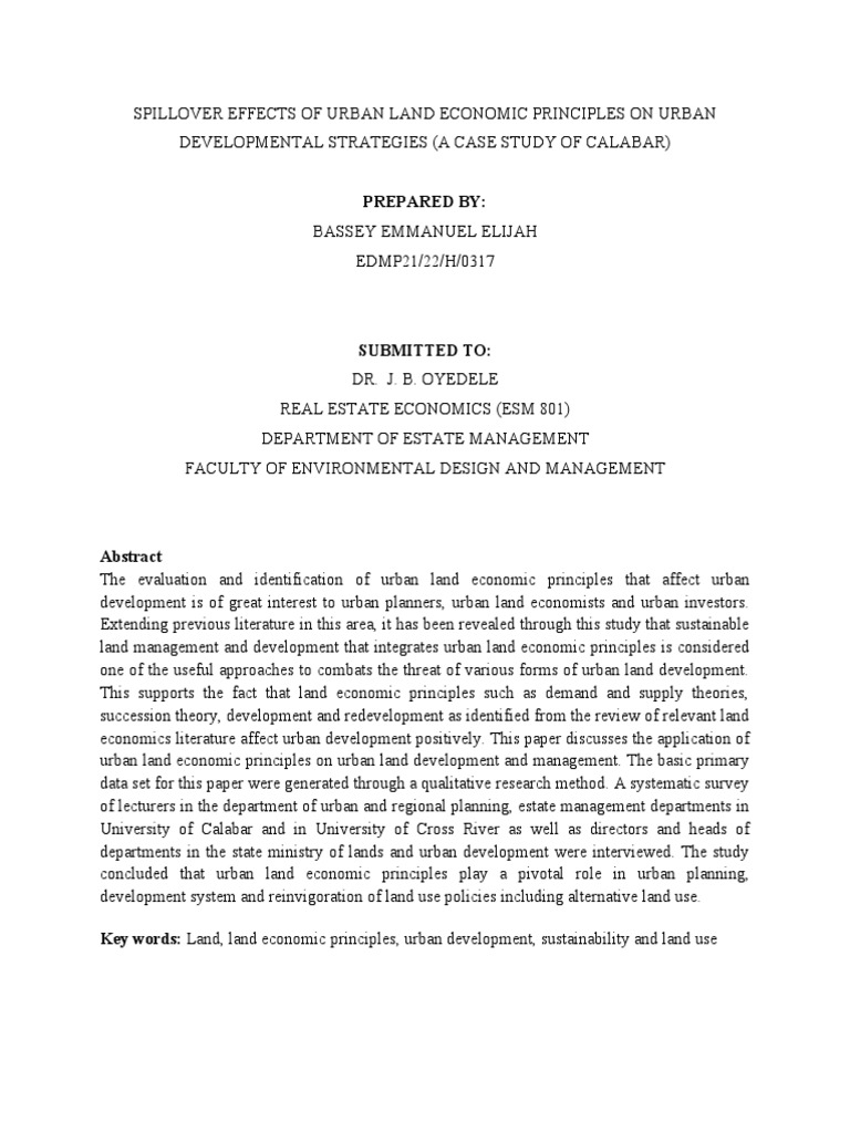 Land Economics PDF Economics Urban Planning