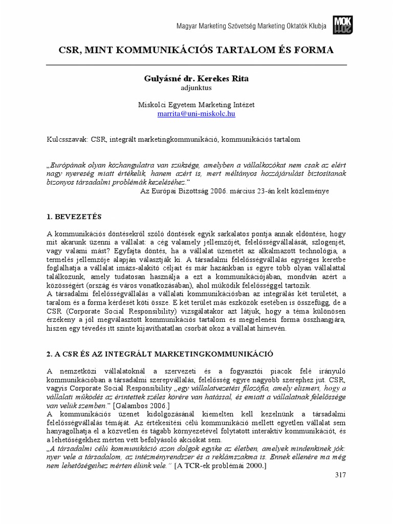 Gulysn dr kerekes rita csr mint kommunikcis tartalom s forma pdf