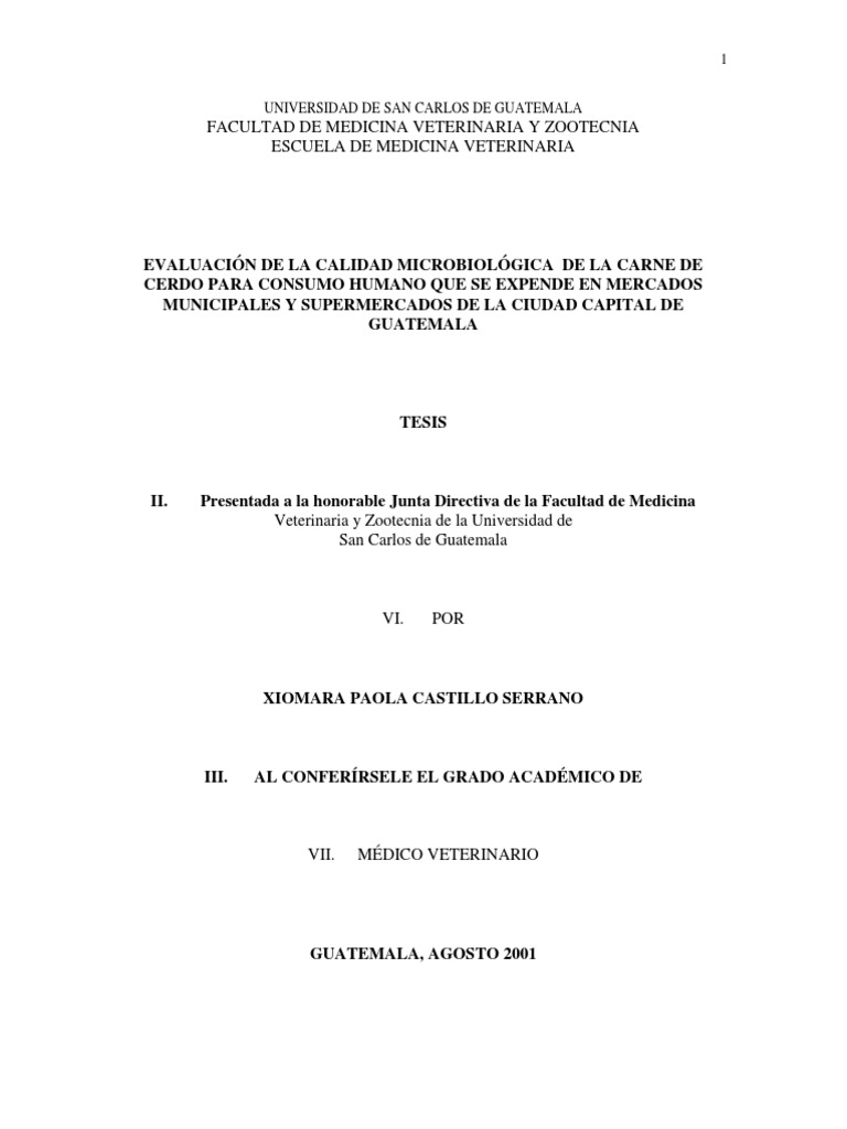 Tesis Med. Vet. Xiomara Paola Castillo Serrano | PDF | Carne | Salmonela
