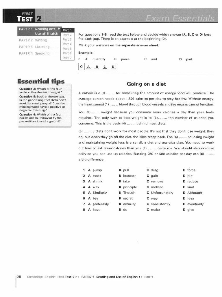 Test 2 rdg use of e going on a diet pdf