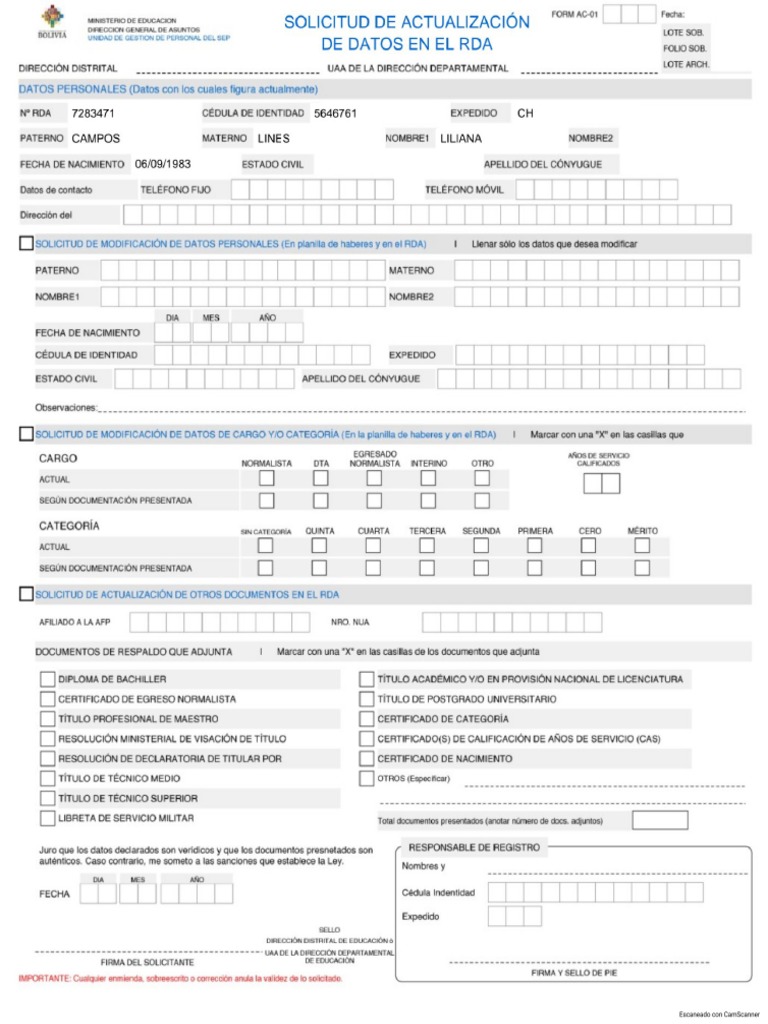 Formulario 1 | PDF