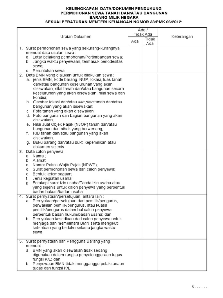 Tarif Sewa Tanah Milik Negara | PDF