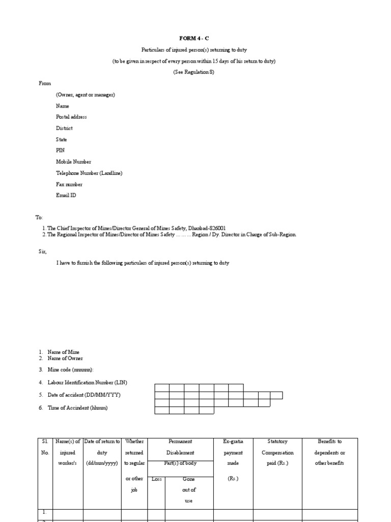 Form 4C: Reporting Injured Workers | PDF