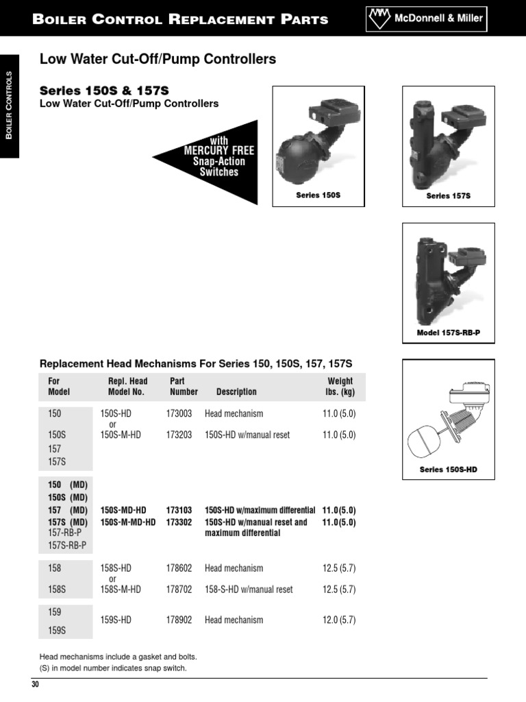 Low Water CutOff/Pump Controllers Series 150S & 157S PDF