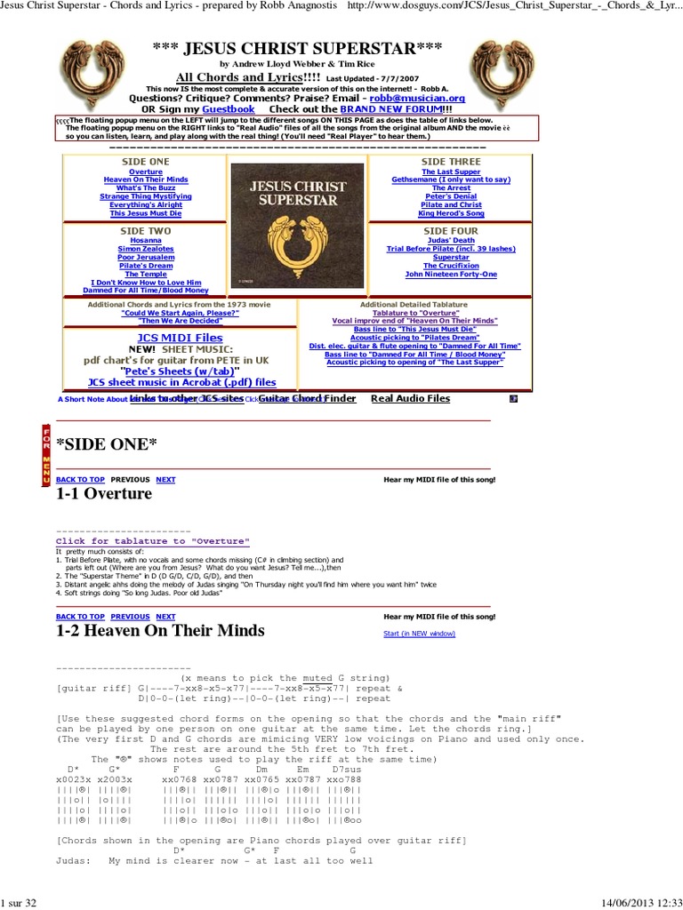 Jesus Christ Superstar - Chords and Lyrics | PDF