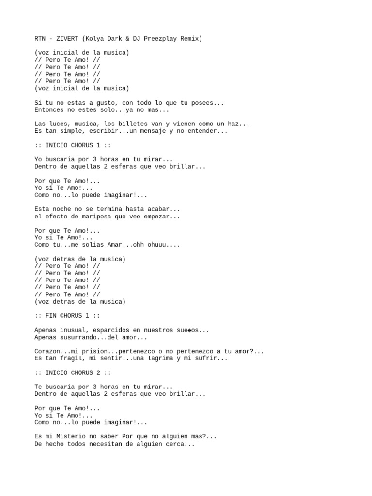 RTN - ZIVERT: Remix y Letras | PDF