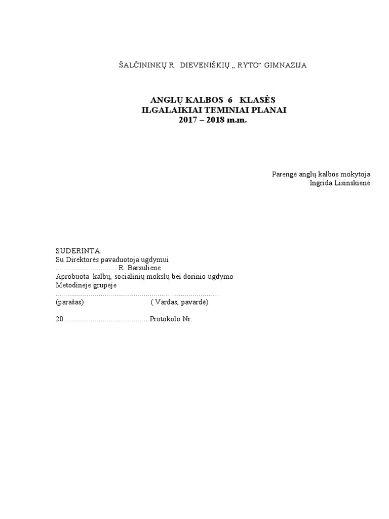 anglu planas 6 kl. | PDF