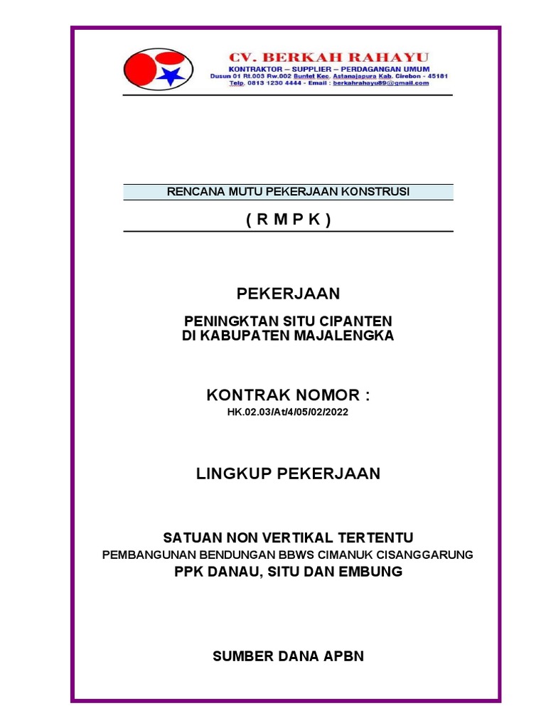RMPK Situ Cipanten 2022 (Permen.21 Pupr) - 1 | PDF