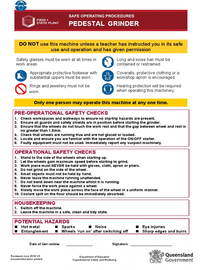Sop Grinder | PDF | Equipment | Manufactured Goods