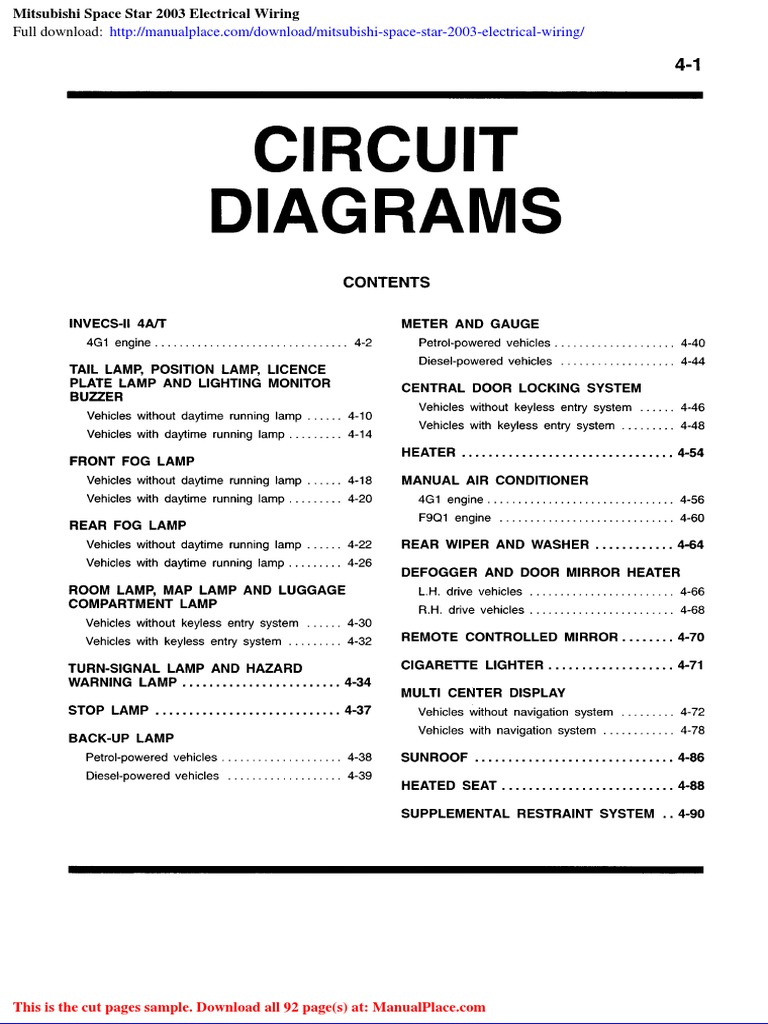 Mitsubishi Space Star 2003 Electrical Wiring PDF
