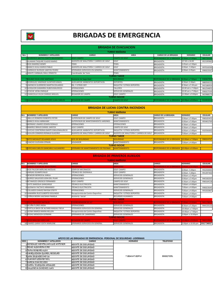 Brigadas de Emergencia y Seguridad 2023 | PDF