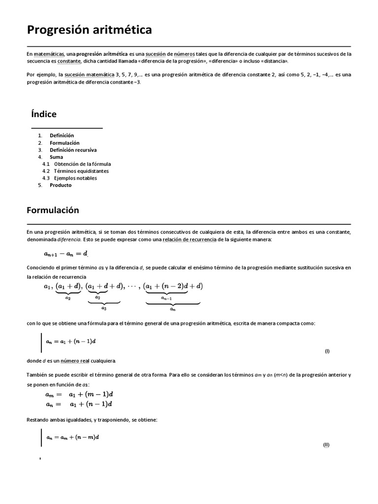 Introducción a Progresiones Aritméticas | PDF | Matemáticas | Aritmética