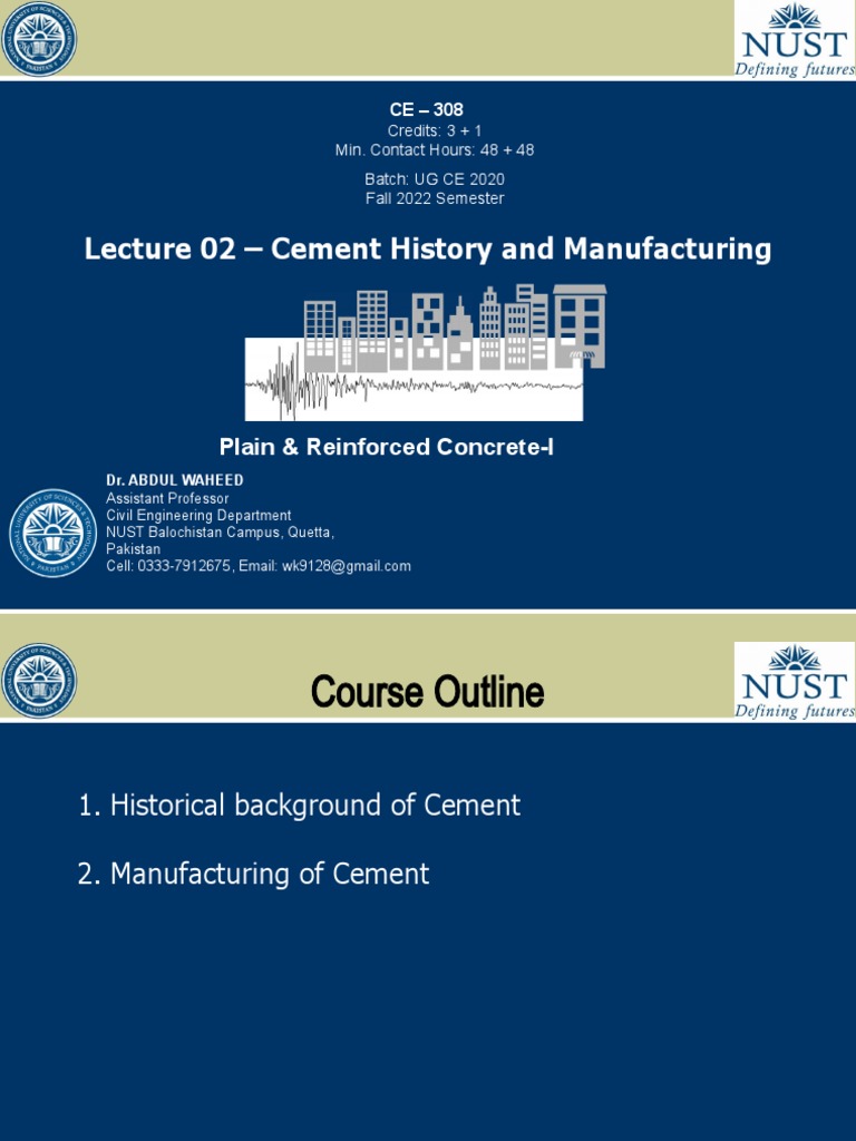 CE 308 Cement History and Manufacturing | PDF | Cement | Materials