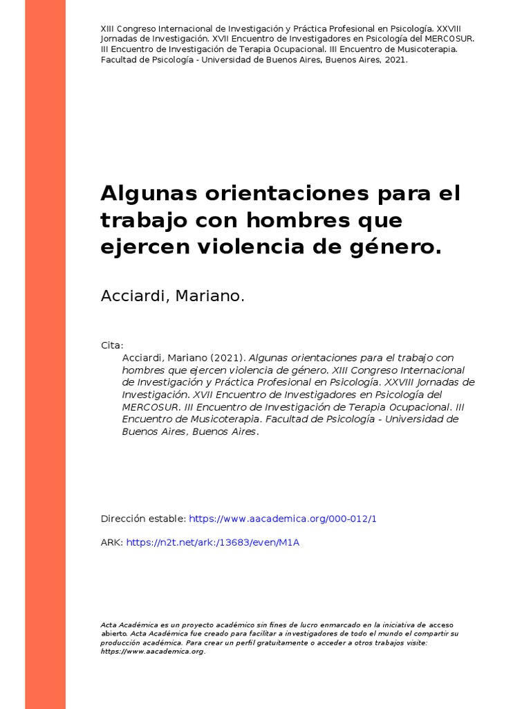 Orientaciones para hombres y violencia de género | PDF | Masculinidad ...