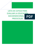 Lista de Cotejo para Evaluar Educacion Socioemocional en Preescolar
