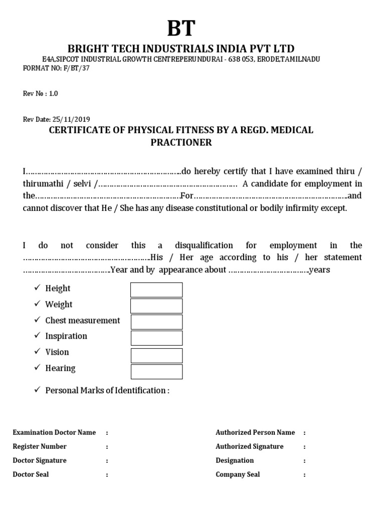 MEDICAL FIT REPORT PDF