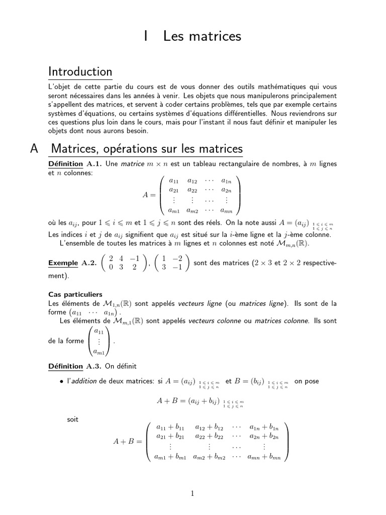 Introduction aux matrices et opérations | PDF | Matrice (Mathématiques ...