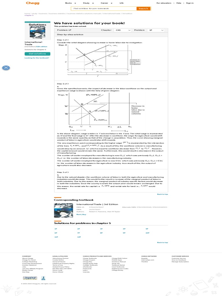 Chapter 5 Solutions - International Trade 3rd Edition - Chegg - Com p1 ...