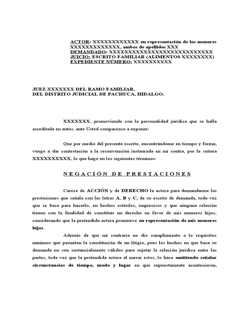 formato de contestacion familiar | PDF | Caso de ley | Judicaturas