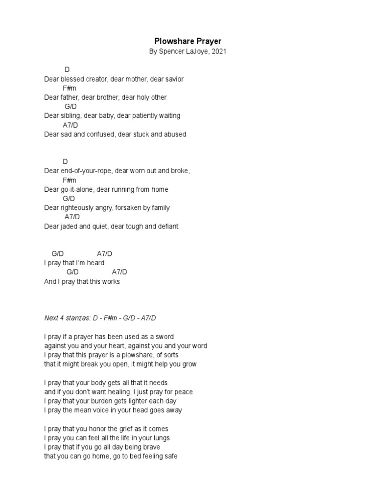 Plowshare Prayer Charts Download Free PDF Prayer