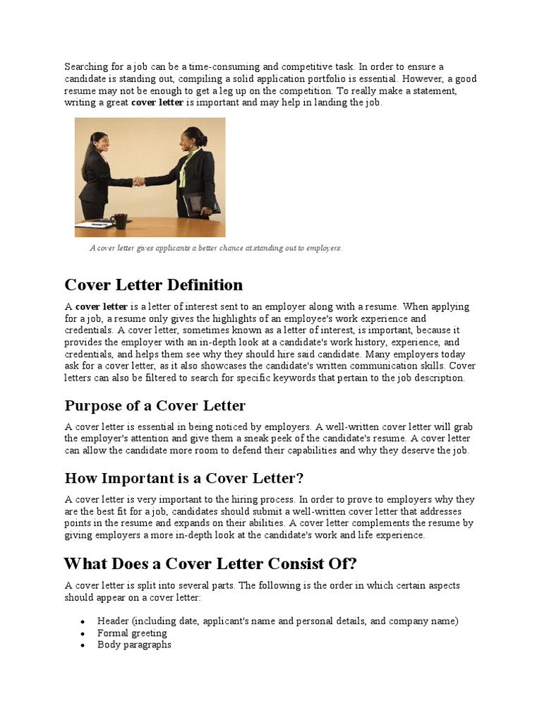 Cover Letter Definition PDF Résumé Communication