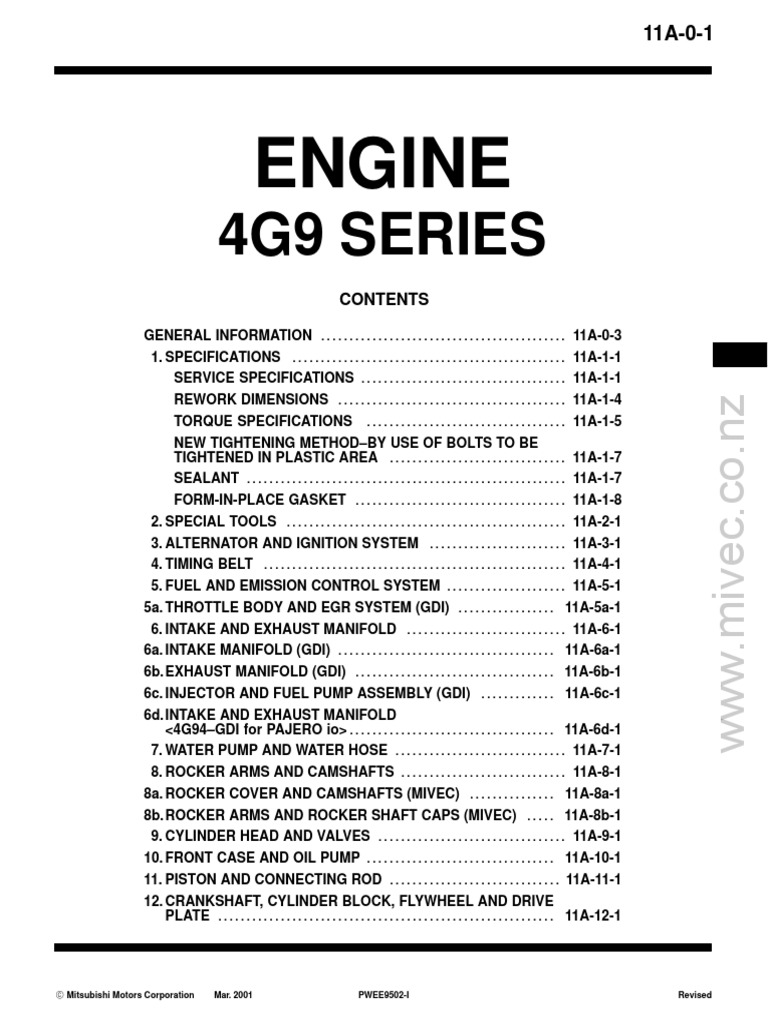 Engine 4G9 Series | PDF | Throttle | Piston