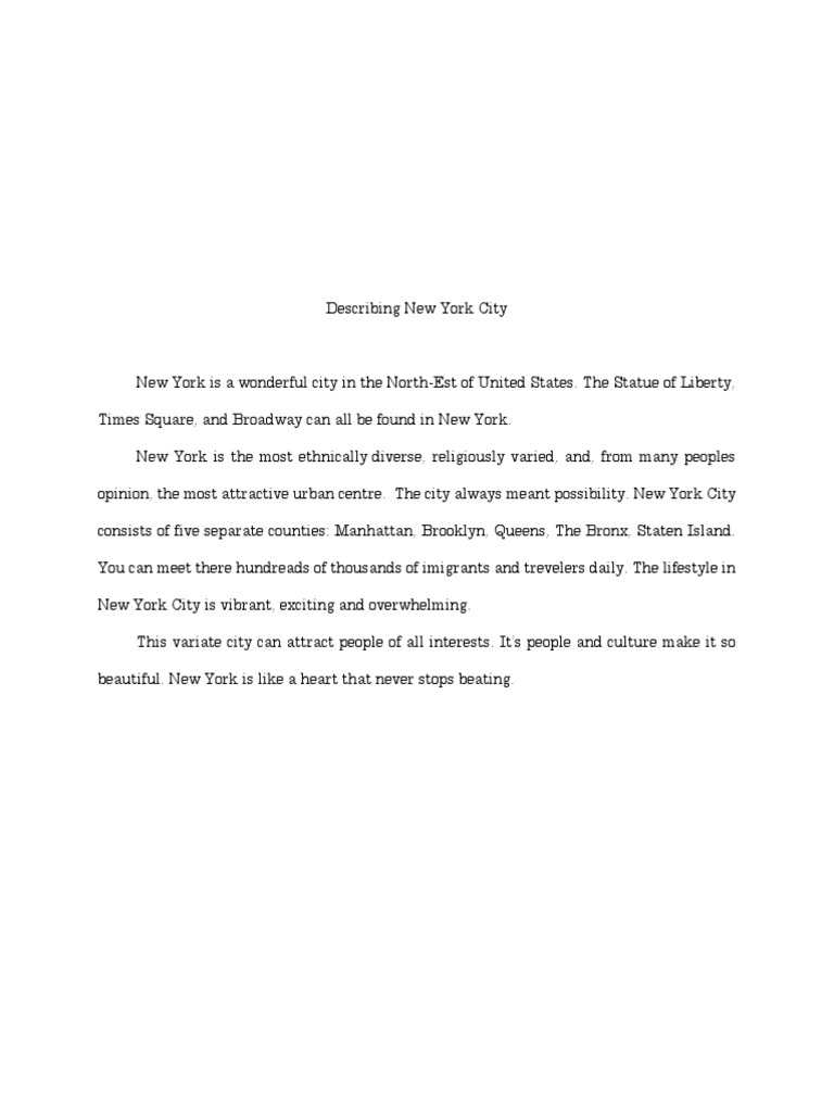 Describing New York City PDF