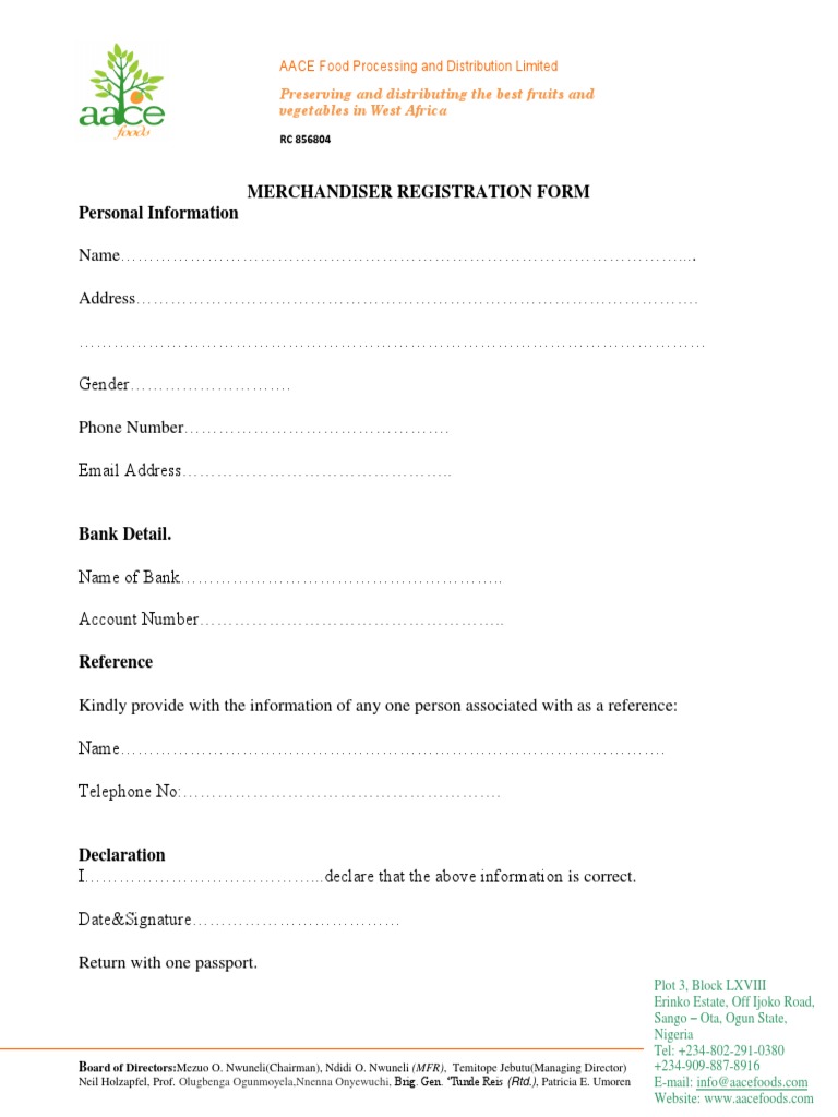 Merchandiser Signup Form | PDF