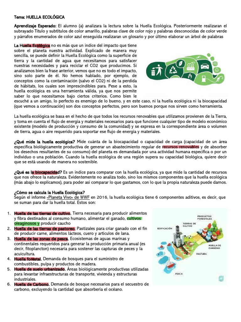 Lec. Huella Ecologica | PDF | Agua | Ecología